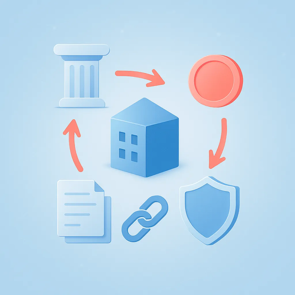 Visualization of the legal and operational structure of a tokenized real estate fund showing SPV formation and document hierarchy