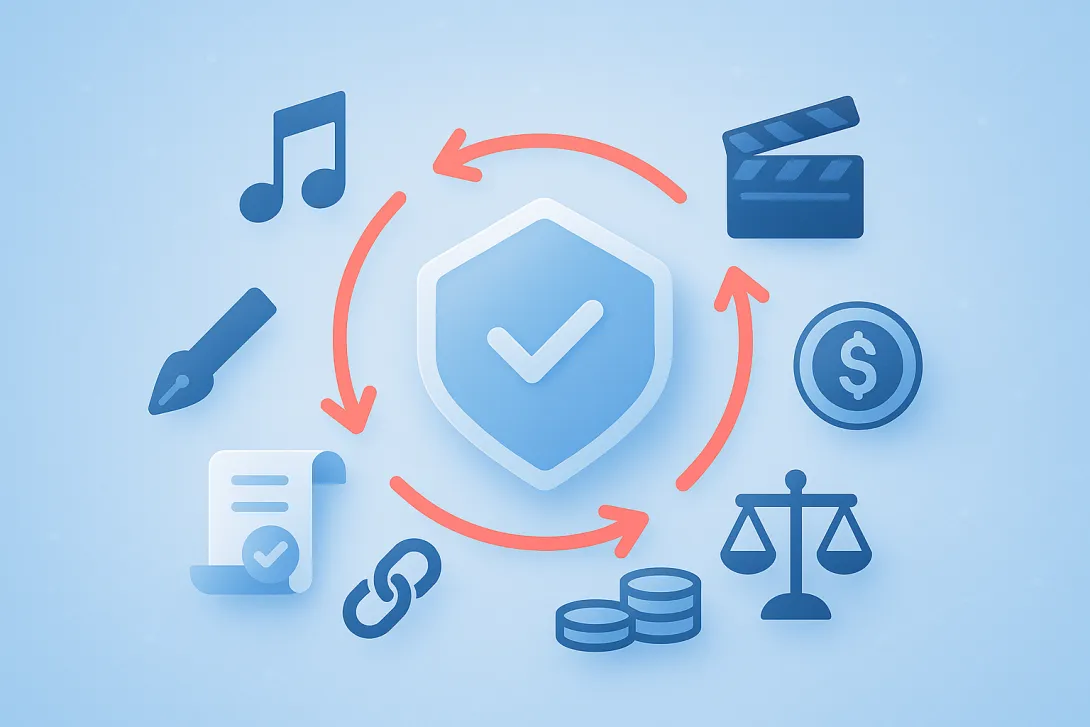 Visualization of intellectual property tokenization including copyrights, licenses, and royalty flows