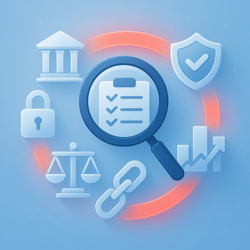 alt="Checklist and diligence factors for tokenized private credit underwriting, servicing, collateral, and reporting"