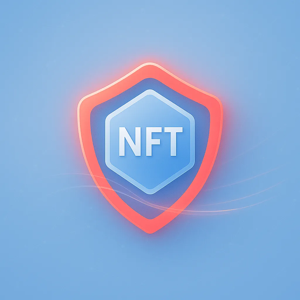 Abstract representation of a unique Non-Fungible Token (NFT) glowing with a coral accent, symbolizing digital ownership and uniqueness.