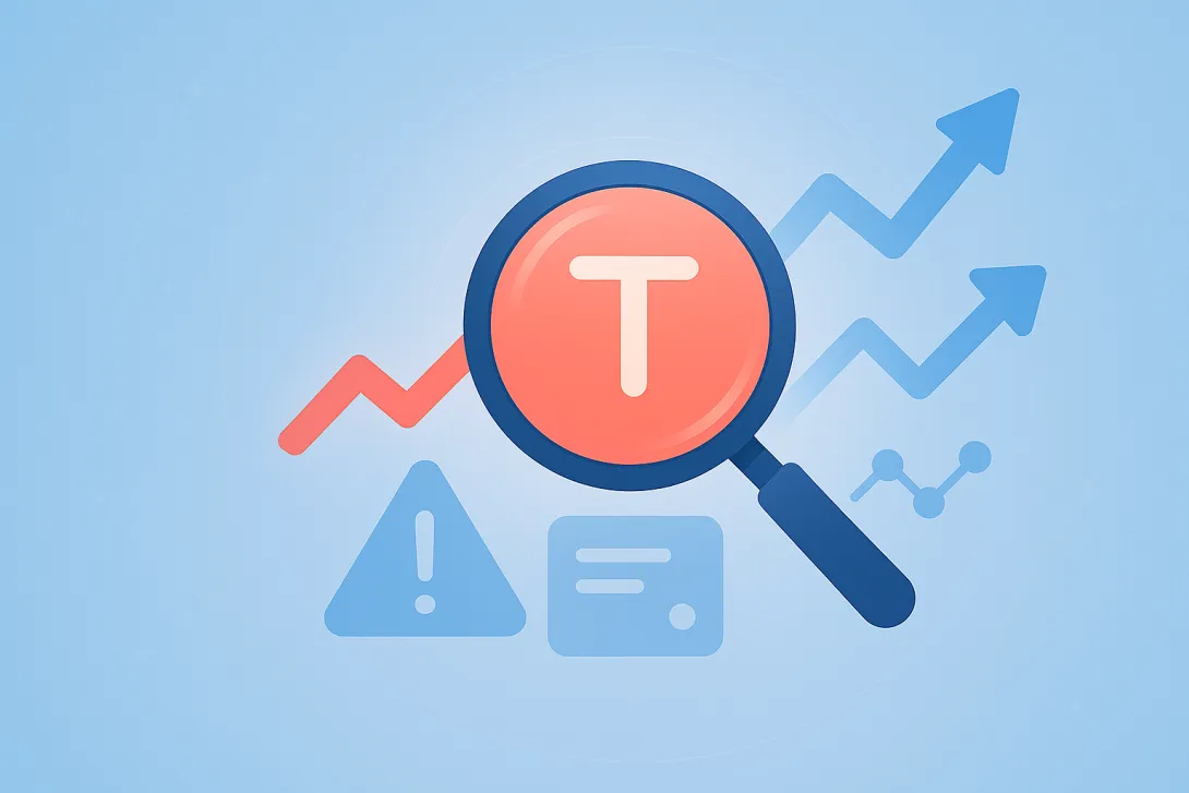 Abstract visualization of investment analysis for tokenized RWAs, showing concepts of opportunity, risk, and due diligence.